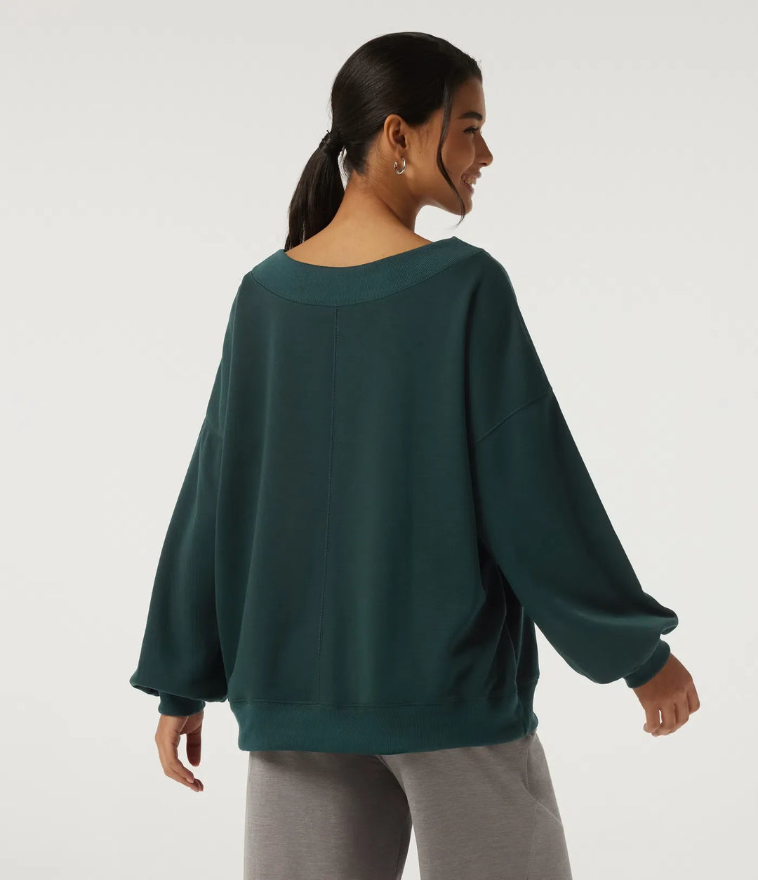 Rund hals långärmad fleece vardaglig sweatshirt