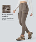 Högmidjad skinny fleece vandring cargo byxor med fickor