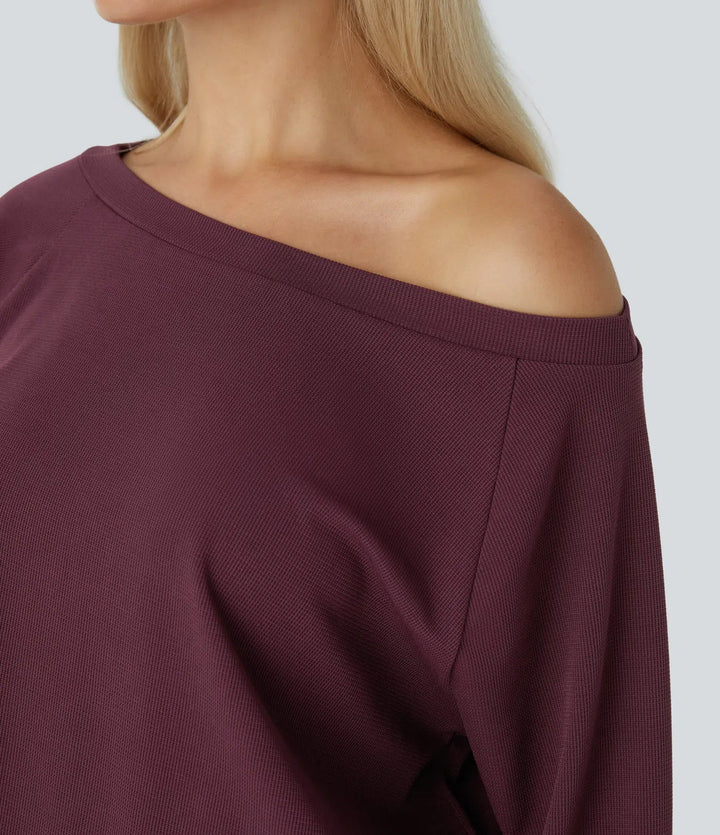 Bara axlar långärmad ficka våffelstruktur vardaglig jumpsuit