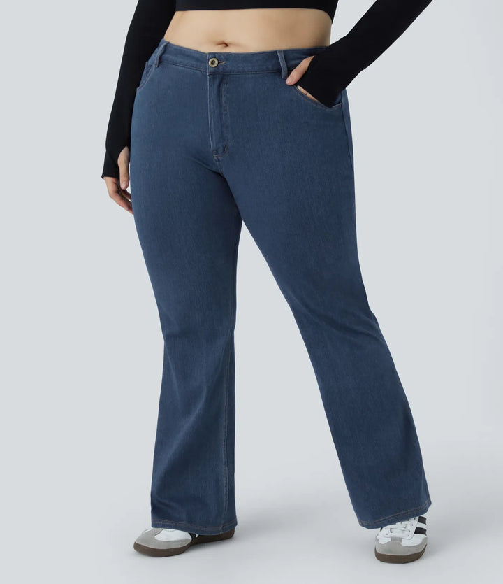 Halara Flex med medelhög midja fickor vardagsjeans i plusstorlek