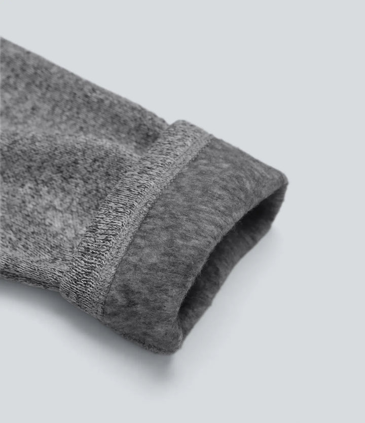 Med huva långärmad fleece stickad vandringsjacka med fickor