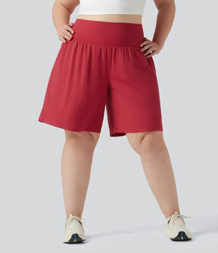 Plusstorlek SoftlyZero Airy med extra hög midja 2-i-1 InstantCool yogashorts 9&