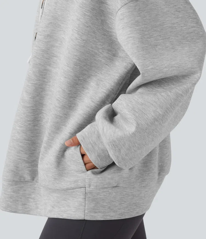 Med huva dragsko långärmad vardaglig sweatshirt med fickor