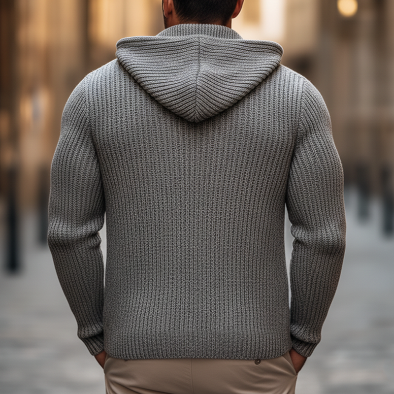 PORTWELL MJUK STICKAD HOODIE MED DRAGKEDJA