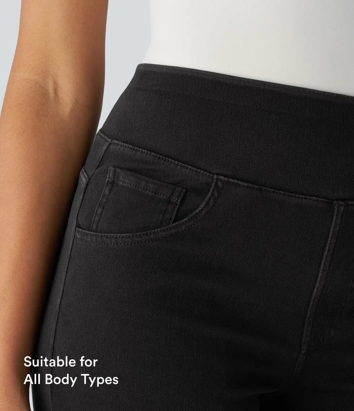 Lyckera Flex högmidjad fickor raka ben arbete jeans