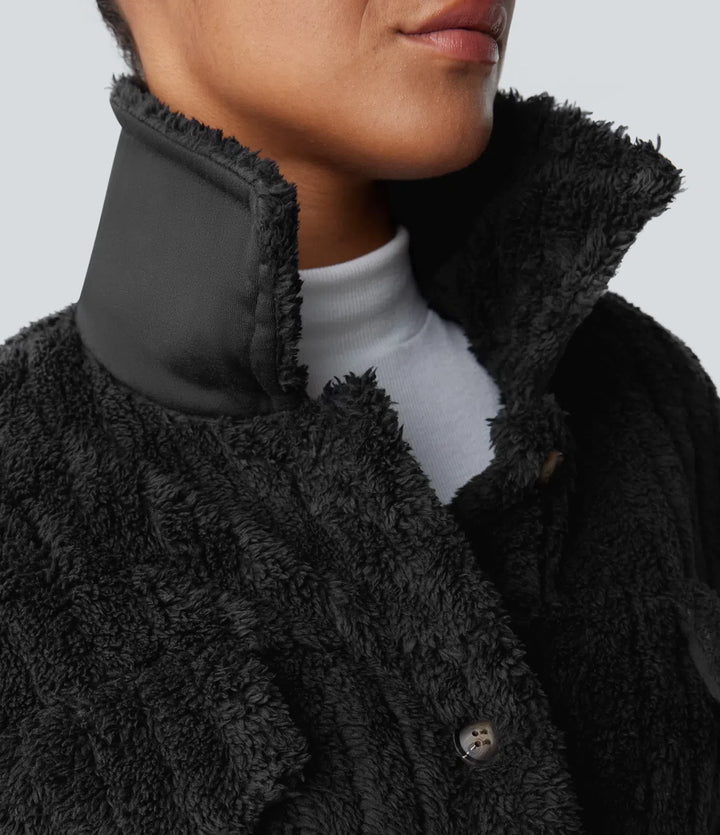 Långärmad vardaglig sherpajacka