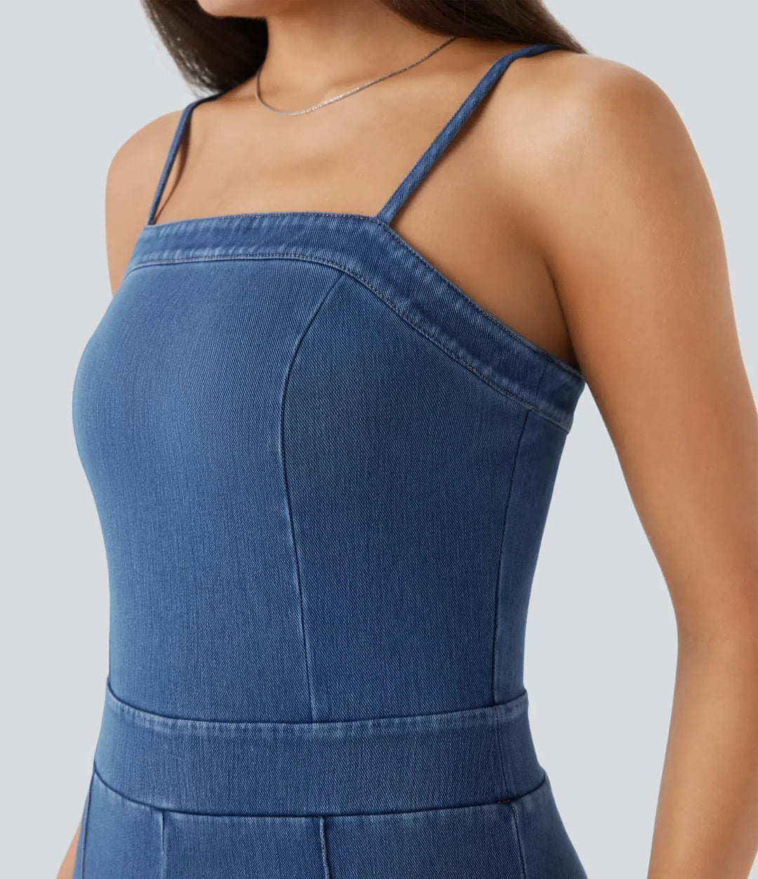 Lyckera Flex tvättad denim vardaglig jumpsuit