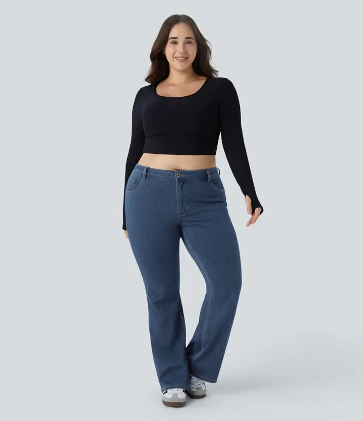 Halara Flex med medelhög midja fickor vardagsjeans i plusstorlek