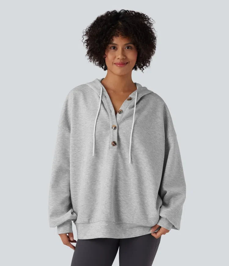 Med huva dragsko långärmad vardaglig sweatshirt med fickor