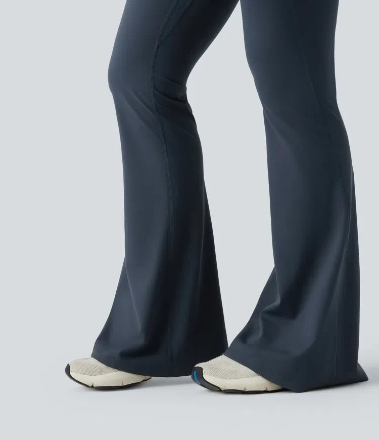 Halara UltraSculpt med hög midja scrunch-effekt rumplyftande magkontroll formande yoga utsvängd leggings med fickor