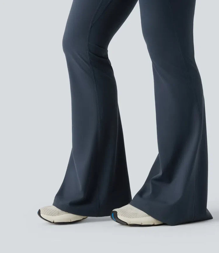 Halara UltraSculpt med hög midja scrunch-effekt rumplyftande magkontroll formande yoga utsvängd leggings med fickor