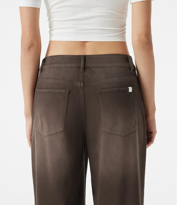 Lyckera Flex asymmetrisk låg midja vida ben färgstark tvättad vardagsjeans med fickor