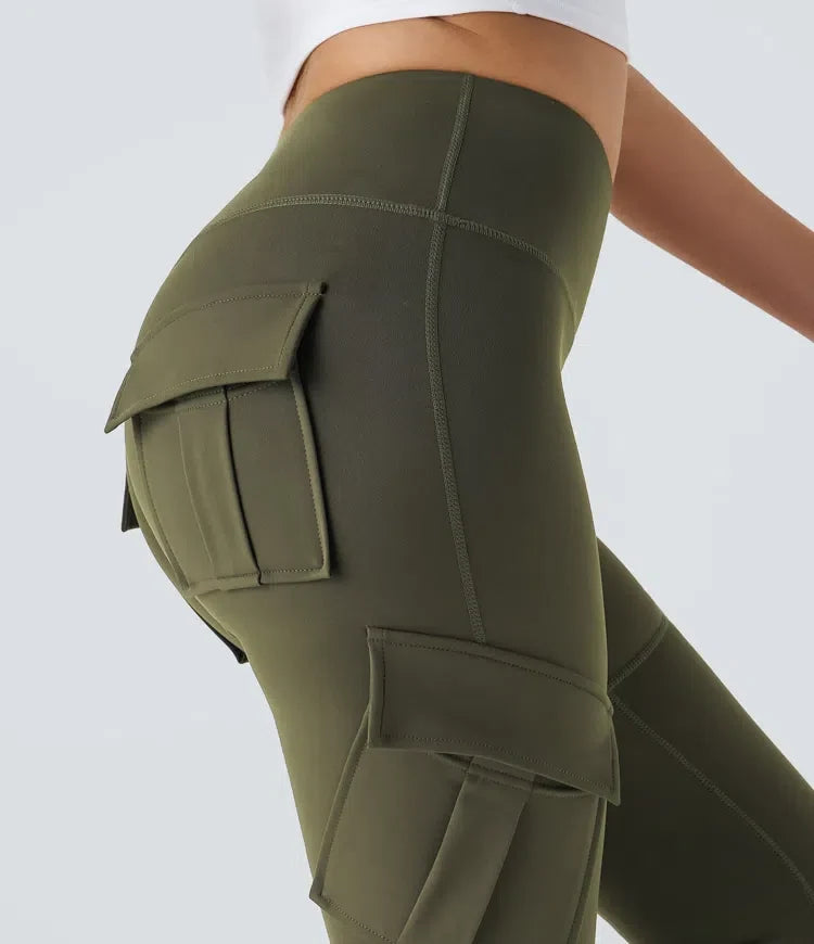 DayStretch med hög midja cargoficka smal yogaleggings
