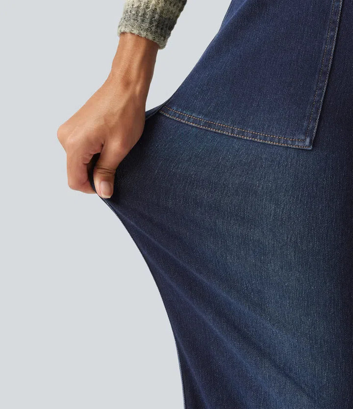 Lyckera Flex högmidjad jeans med vida ben med fickor