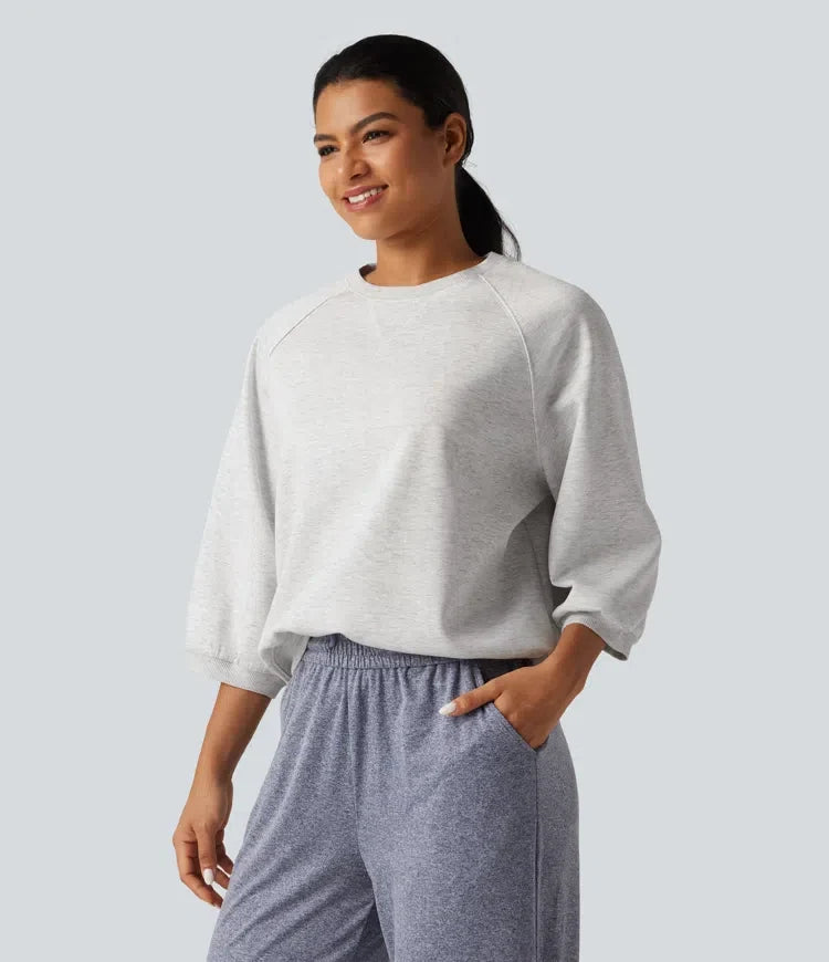 Rund hals lång raglanärm vardaglig sweatshirt
