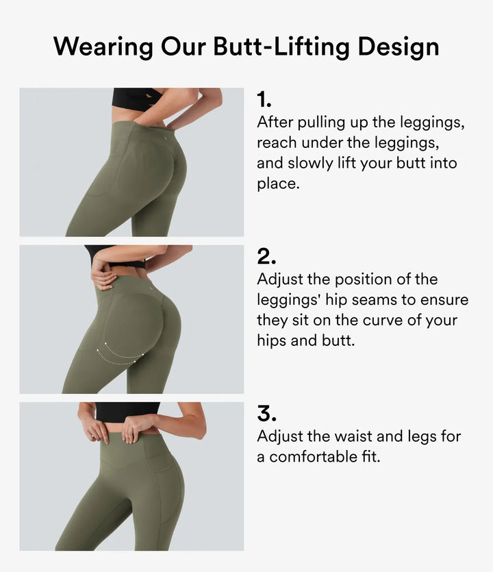 Lyckera UltraSculpt högmidjad scrunch med rumplyft magkontroll ficka formande yoga bootcut leggings