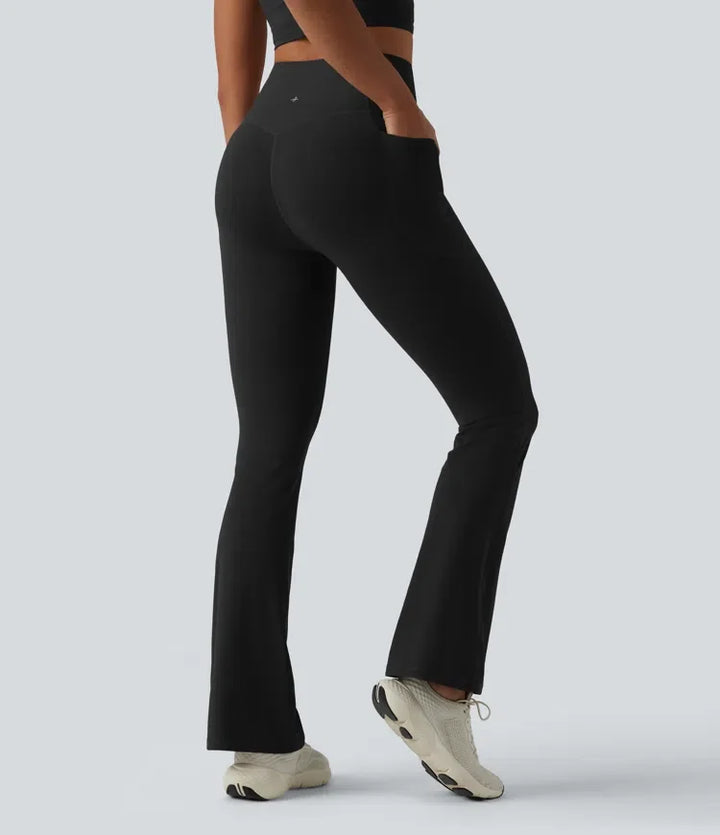 Halara UltraSculpt med hög midja rumplyftande magkontroll bootcut yogaleggings med fickor