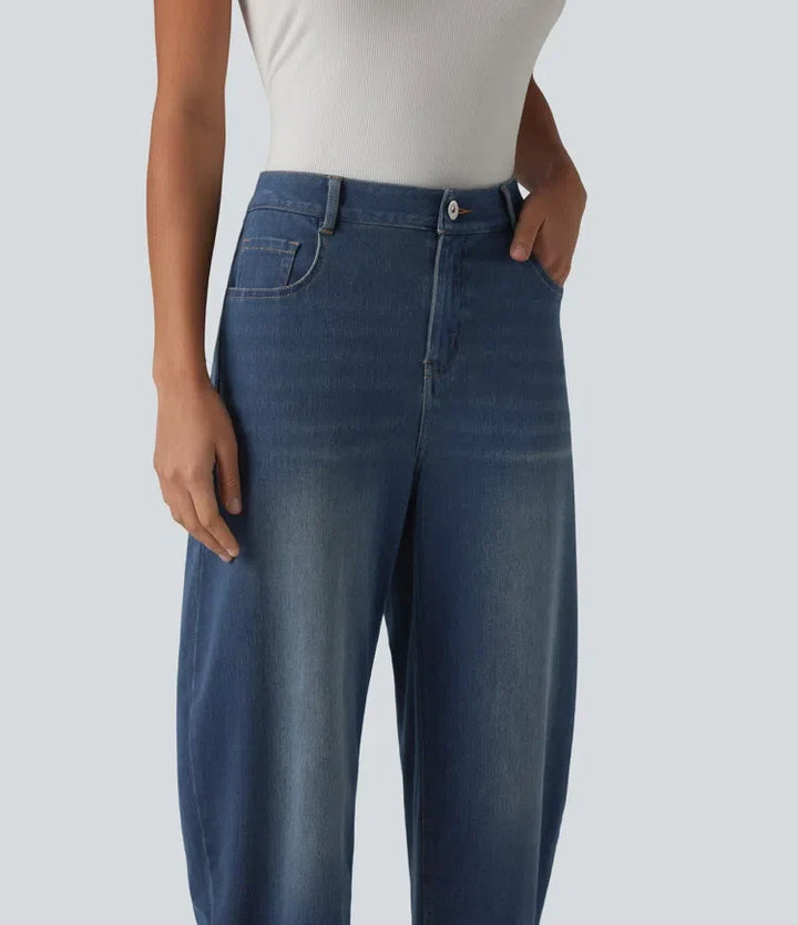 Halara Flex med medelhög midja ballongformade ben vardagsjeans med fickor