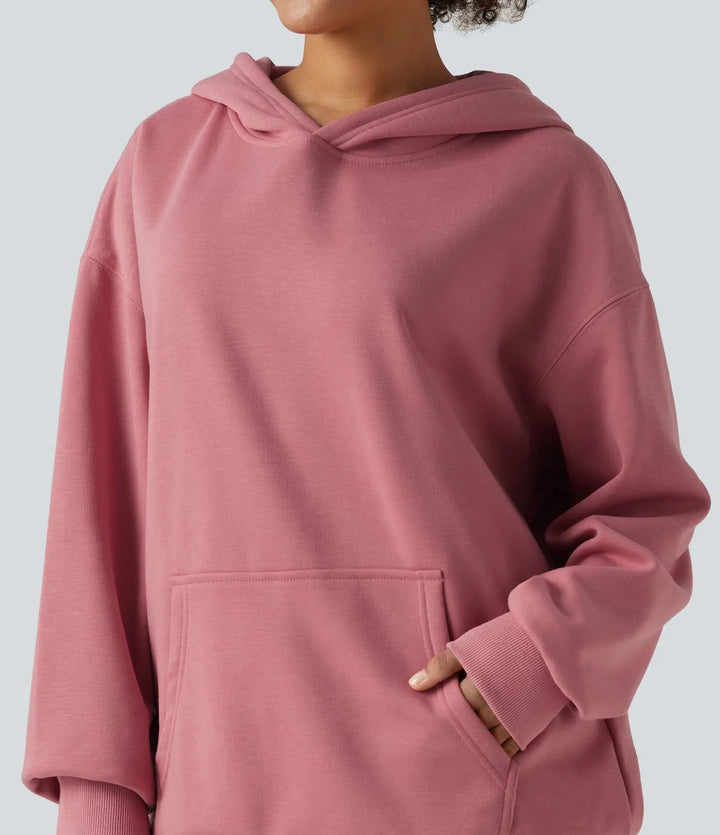 Med huva långärmad fleece vardaglig sweatshirt