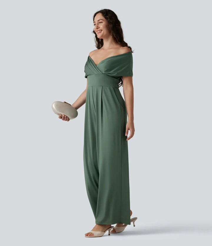 Bara axlar kortärmad inbyggd BH vardaglig jumpsuit med fickor-Easy Peezy Edition
