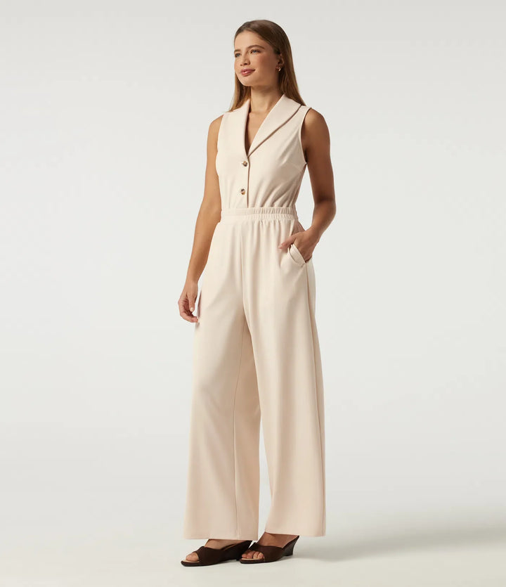 Slagkrage krage ärmlös raka ben arbetsjumpsuit med fickor - Easy Peezy Edition