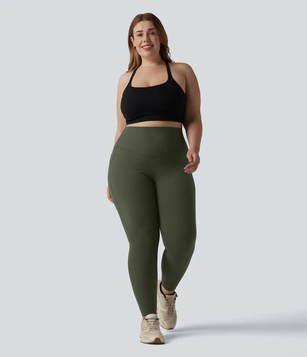 Halara UltraSculpt med hög midja, magkontroll och ficka formande träning leggings i plusstorlek