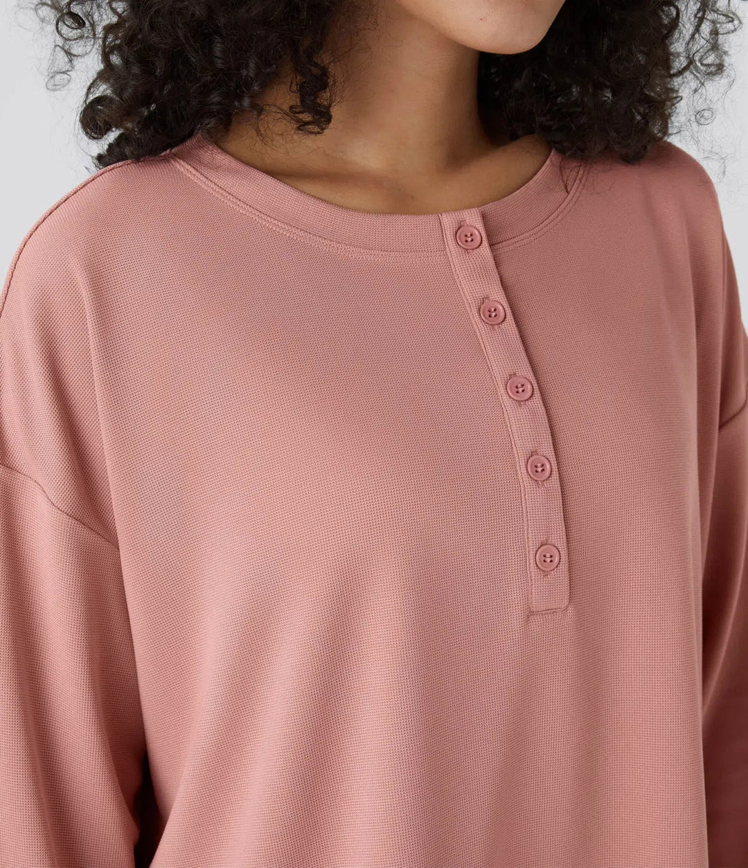 Front tumhål våffelstruktur vardaglig sweatshirt