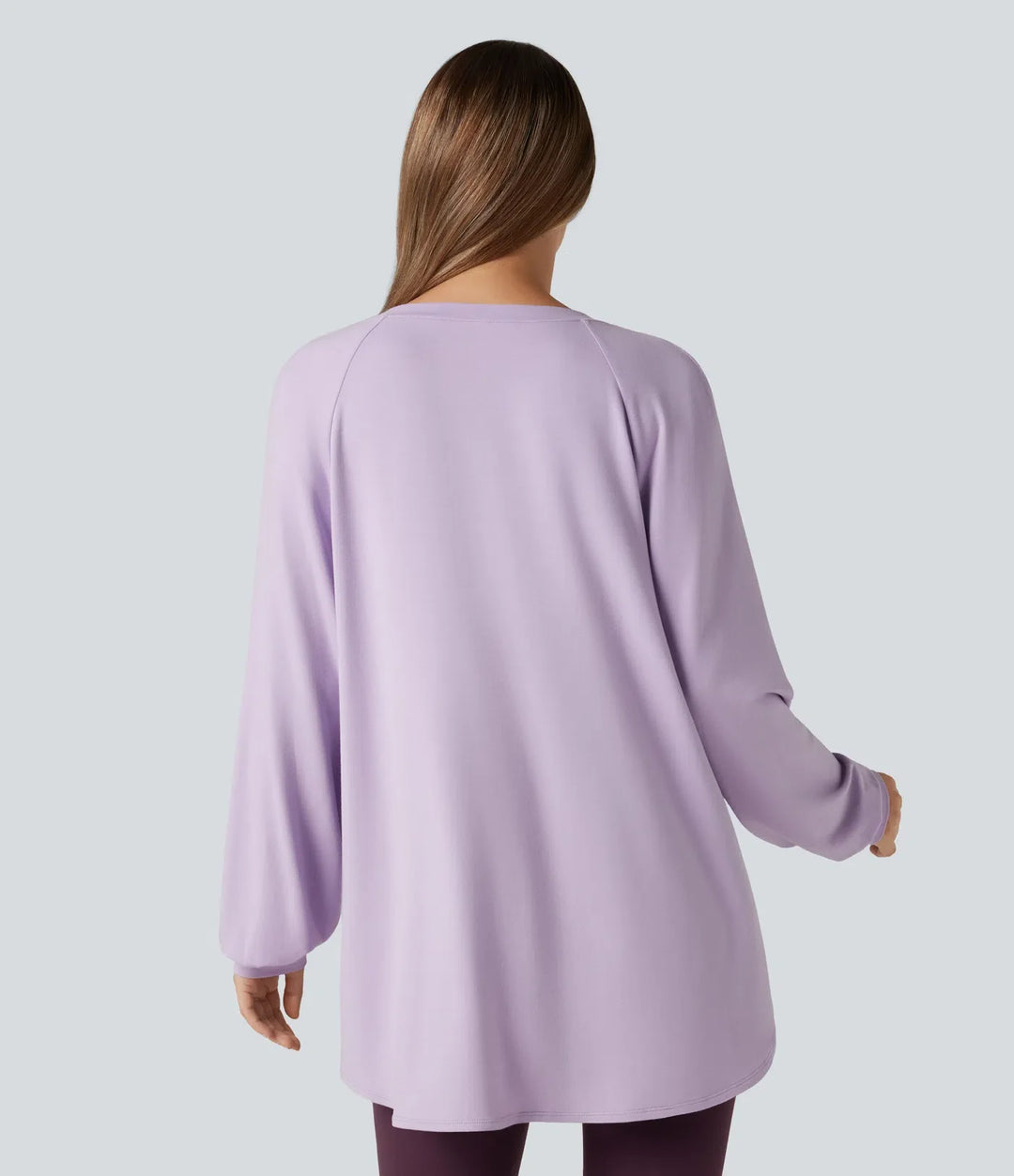 V-ringad långärmad hög-låg vardaglig sweatshirt