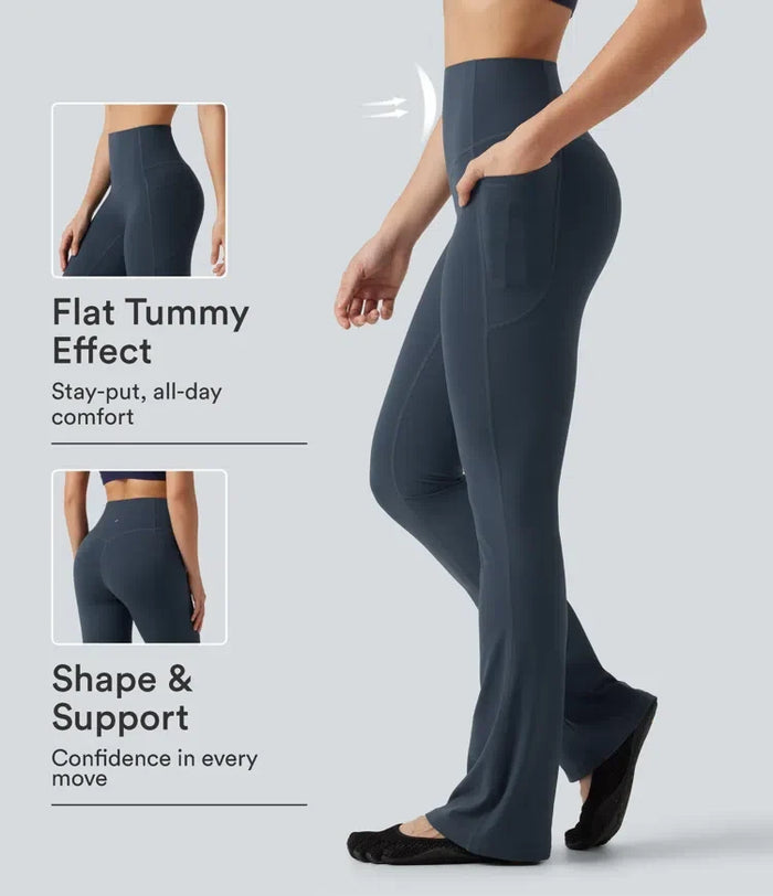 Lyckera UltraSculpt högmidjad magkontroll formande bootcut yogaleggings med fickor