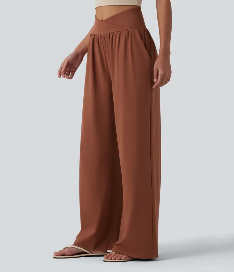 SoftlyZero Airy omlott med hög midja InstantCool för vardag baggy byxor med fickor