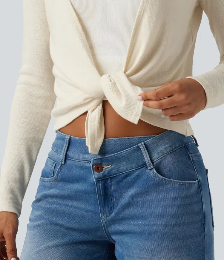 Öppen front långärmad vardaglig cardigan