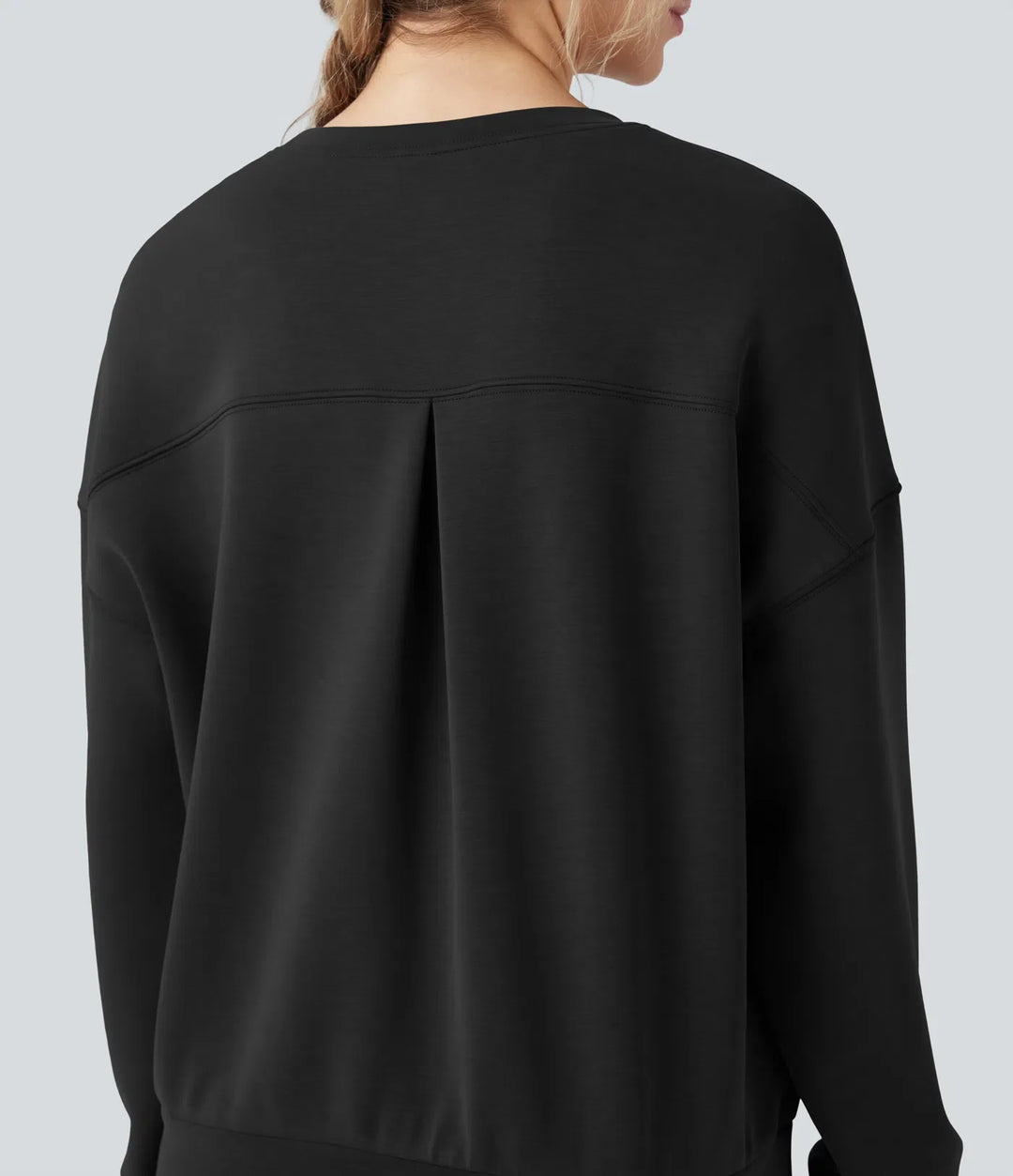 SpacerTek rund halsringning långärmad crossover rygg vardaglig sweatshirt