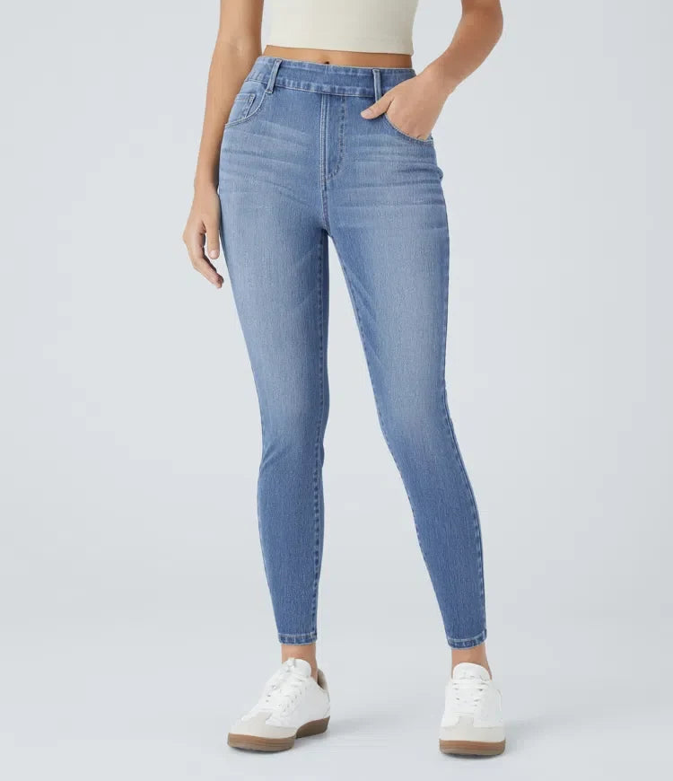 Halara Flex med medelhög midja utan knäppning fickor för vardag smal jeans