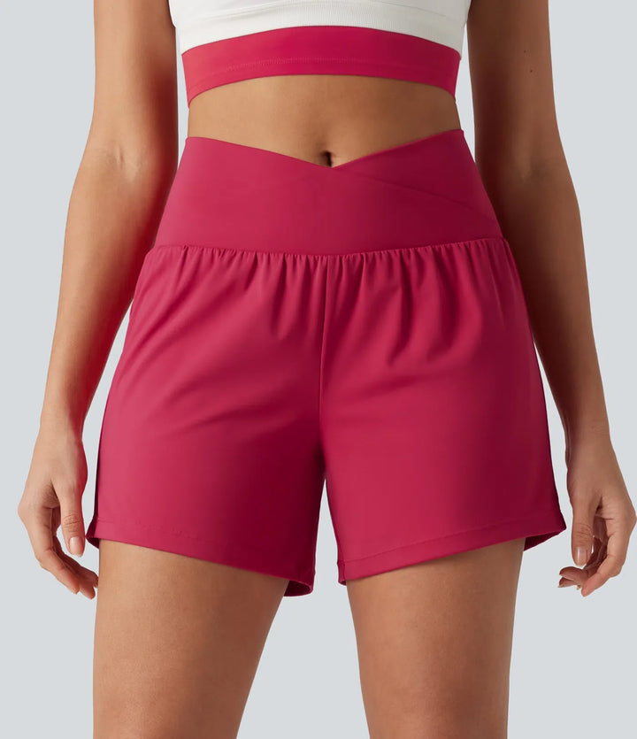SoftlyZero luftig crossover högmidjad 2-i-1 InstantCool yoga shorts 5&