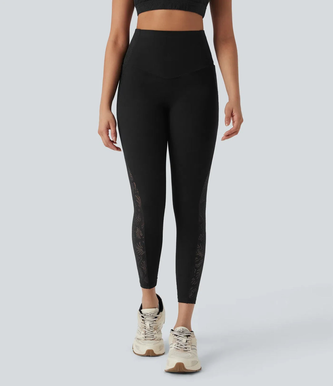 Lyckera UltraSculpt högmidjad magkontroll kontrastspets formande träningsleggings med fickor