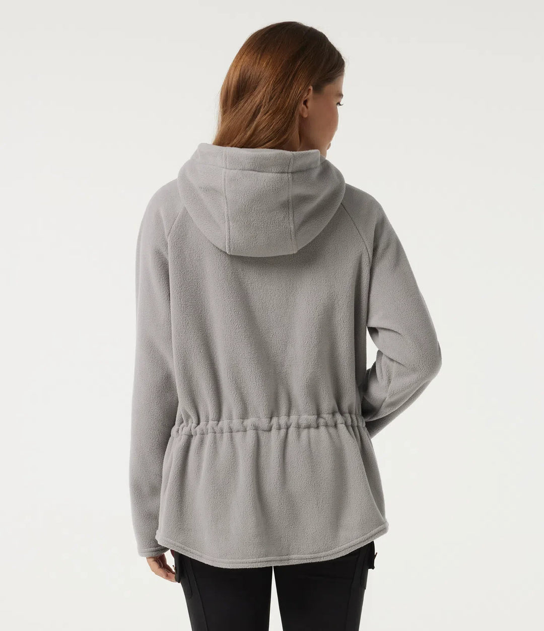 Med huva långärmad dragsko rundad fåll fleece vardaglig kappa med fickor