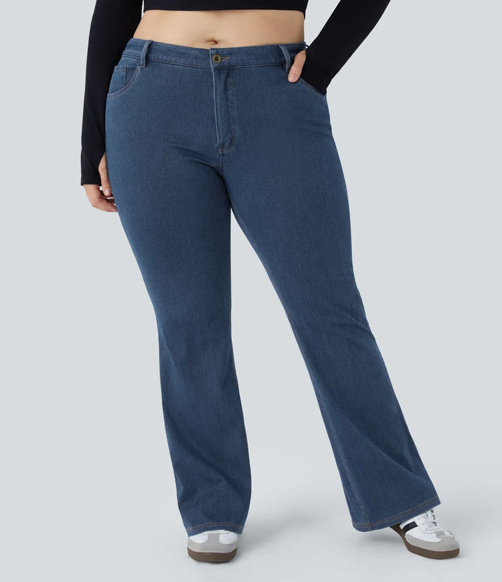 Halara Flex med medelhög midja fickor vardagsjeans i plusstorlek