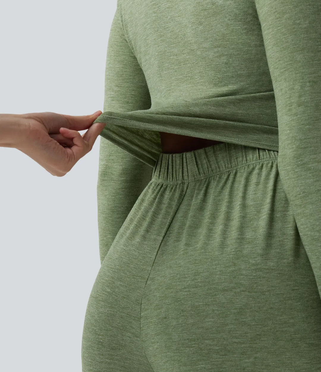 Henley långärmad dragsko melerad vardaglig baggy jumpsuit med fickor-Easy Peezy