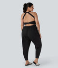 Haremsmodell för vardag plusstorlek jumpsuit med ficka – Easy Peezy-utgåva