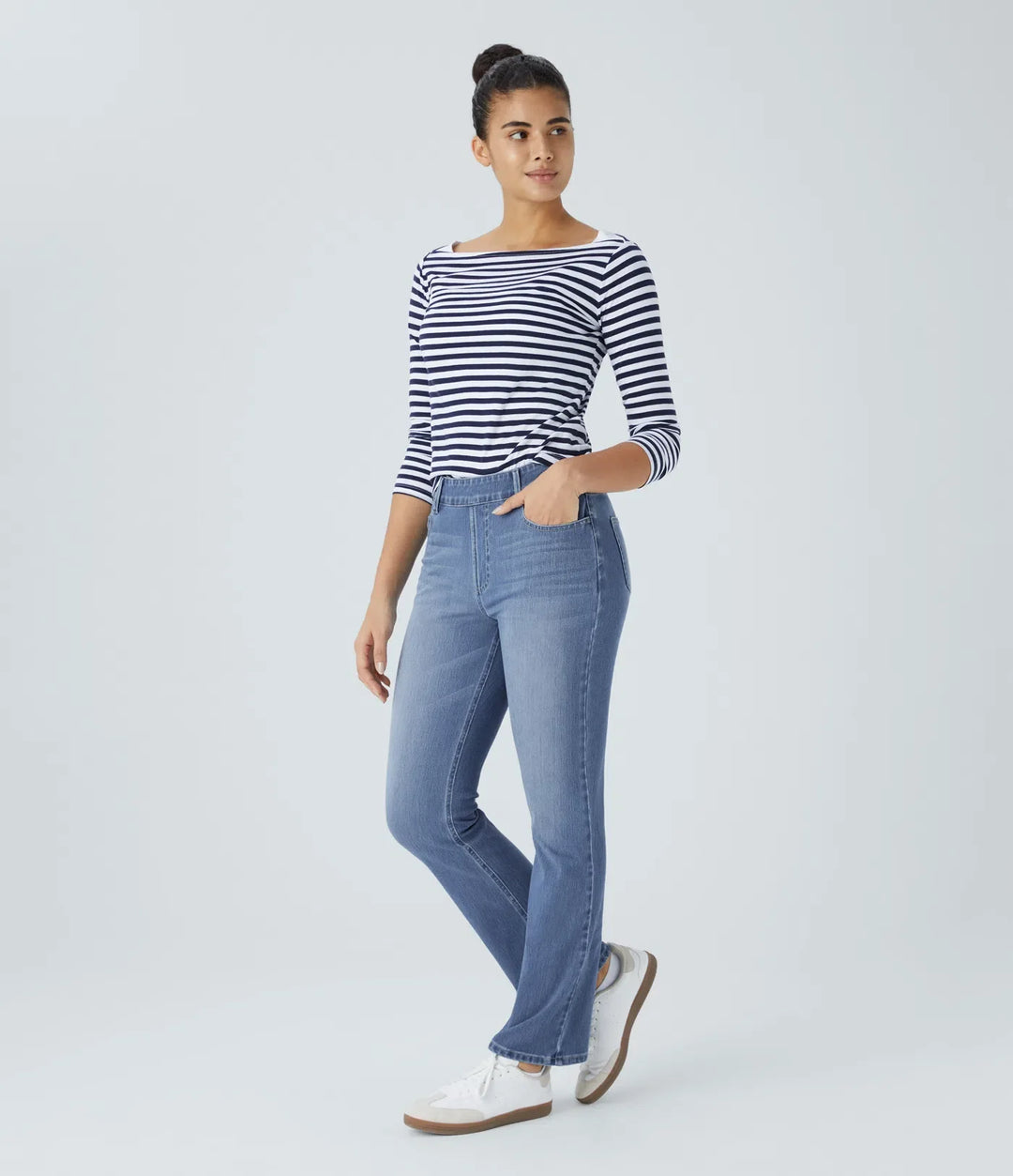 Halara Flex med hög midja och fickor tvättad för vardag bootcut jeans
