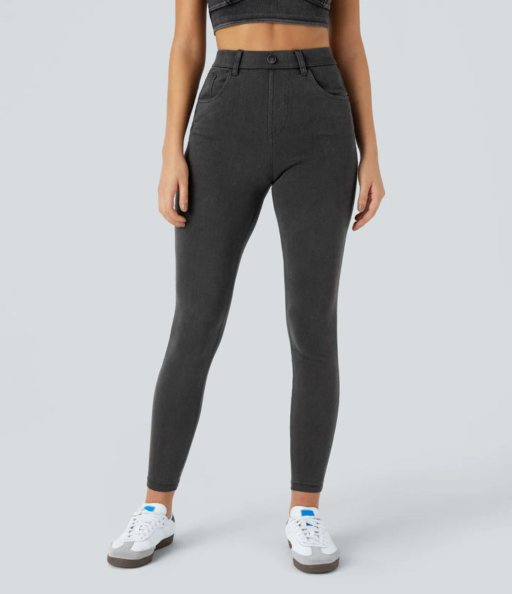 Lyckera Flex högmidjad fickor denim arbete leggings