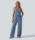 Lyckera Flex dragsko raka ben denim vardaglig jumpsuit med fickor