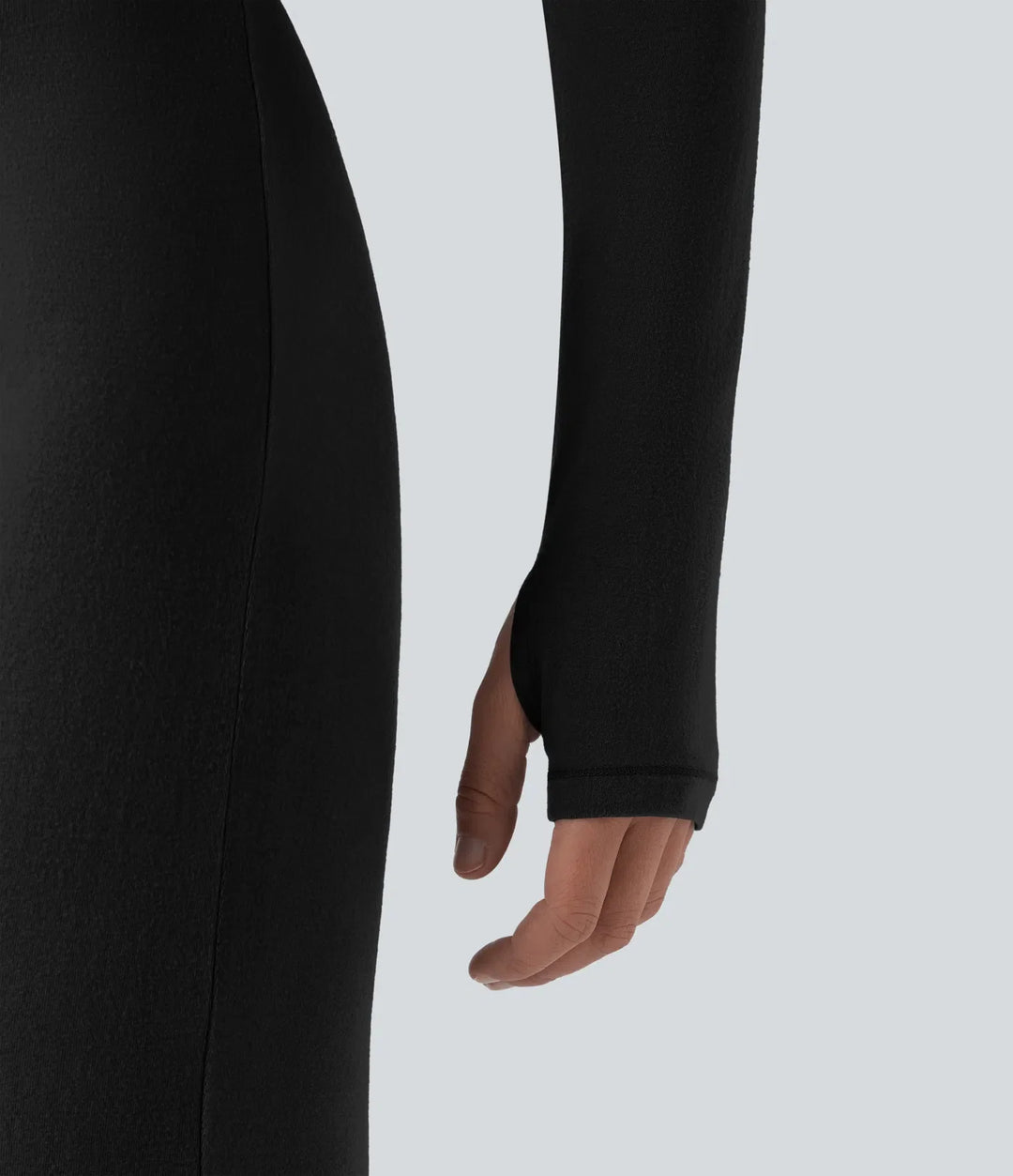 Lyckera HeatCore V-ringad långärmad tumhål skinny vardaglig värmande jumpsuit-Easy Peezy