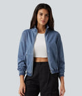 Lyckera Flex hög hals långärmad denim vardaglig jacka med fickor