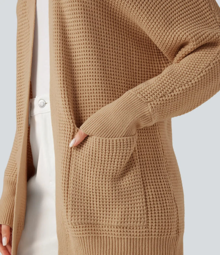 Långärmad vardaglig cardigan med fickor