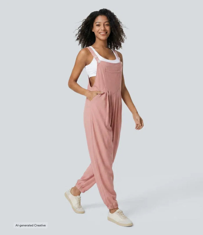 Fickor våffelstruktur vardaglig jogger overall