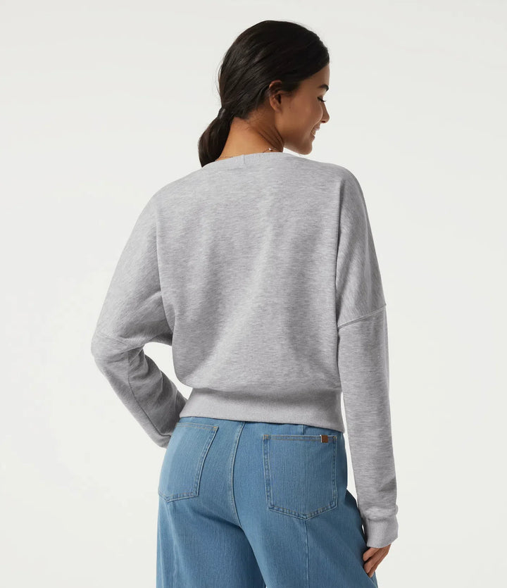 Djup V-ringning långärmad vardaglig collegetröja