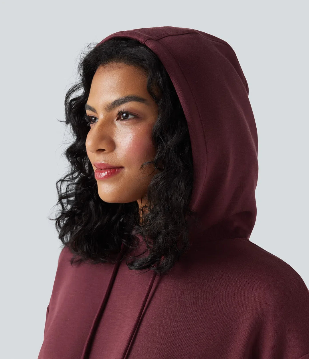 SpacerTek långärmad rynkat kroppsnära mini vardaglig hoodieklänning