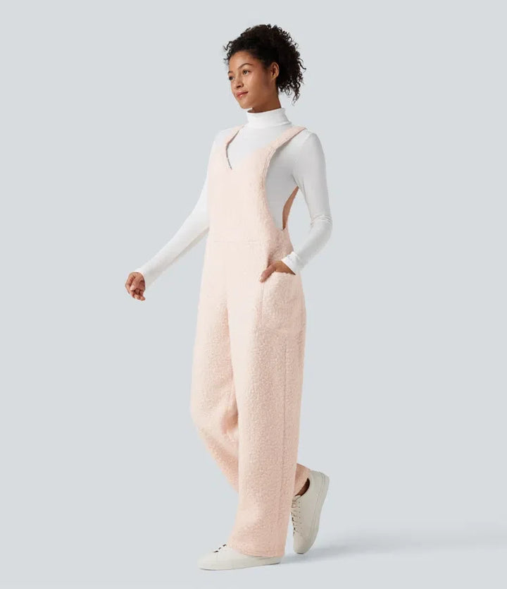 V-ringad vardaglig teddy overall med fickor
