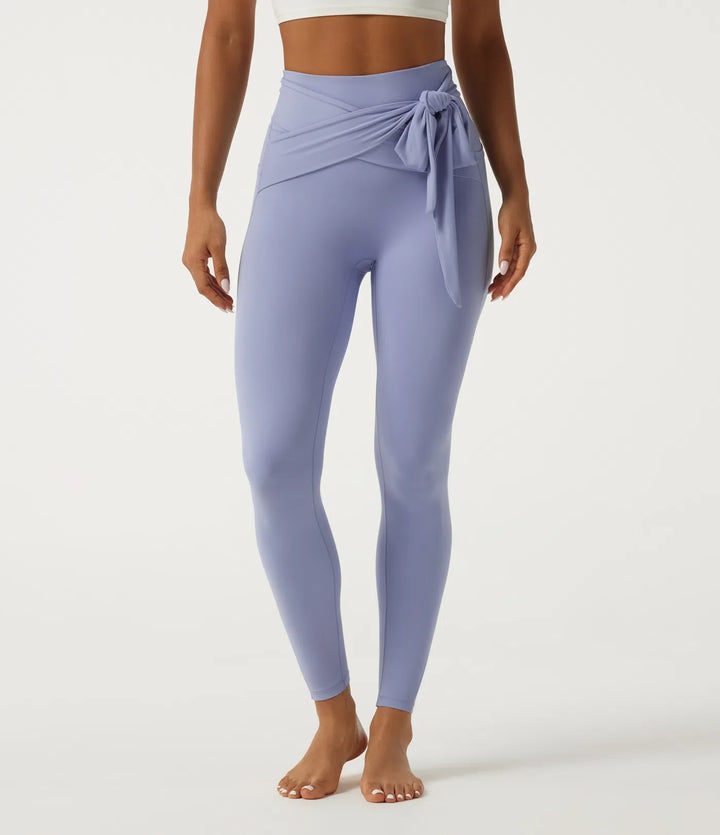 SoftlyZero med hög midja knytning framtill yogaleggings med fickor